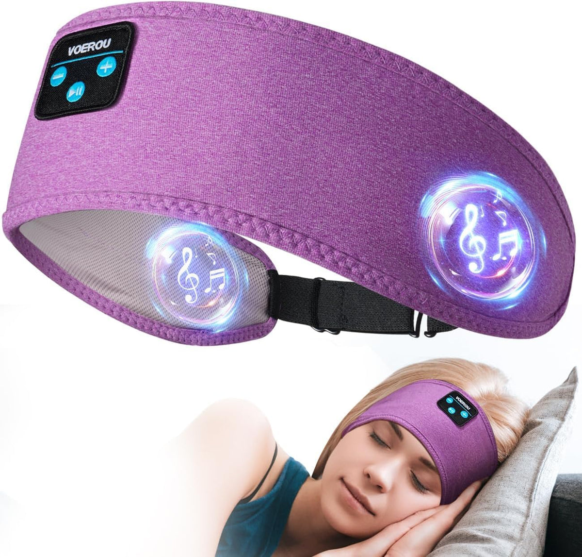 Voerou Sleep Headphones Wireless Bluetooth - Adjustable Headband Earbuds Washable Sleeping Headphones Technology Gadgets for Side Sleepers Workout Jogging Yoga Travel Meditation